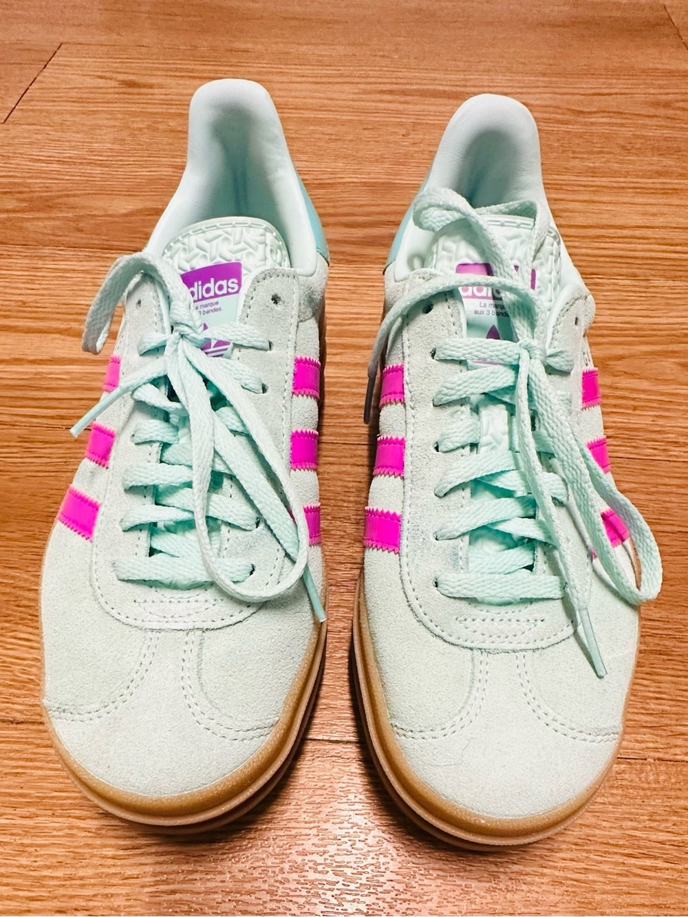 Adidas Gazelle Platform Bold Sneakers Mint Green Pink Gum Sole